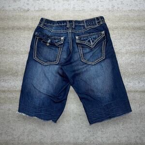 Vintage Y2K Request Skater Wide Leg Jean Shorts 32x14 Baggy Dark Wash Denim Rap